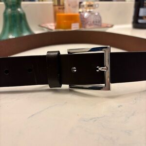 Banana Republic Dark Brown Leather Belt with Silver Buckle size 36 Classic